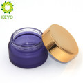20g crema vacía uso tapa de oro frasco cosmético de vidrio esmerilado violeta